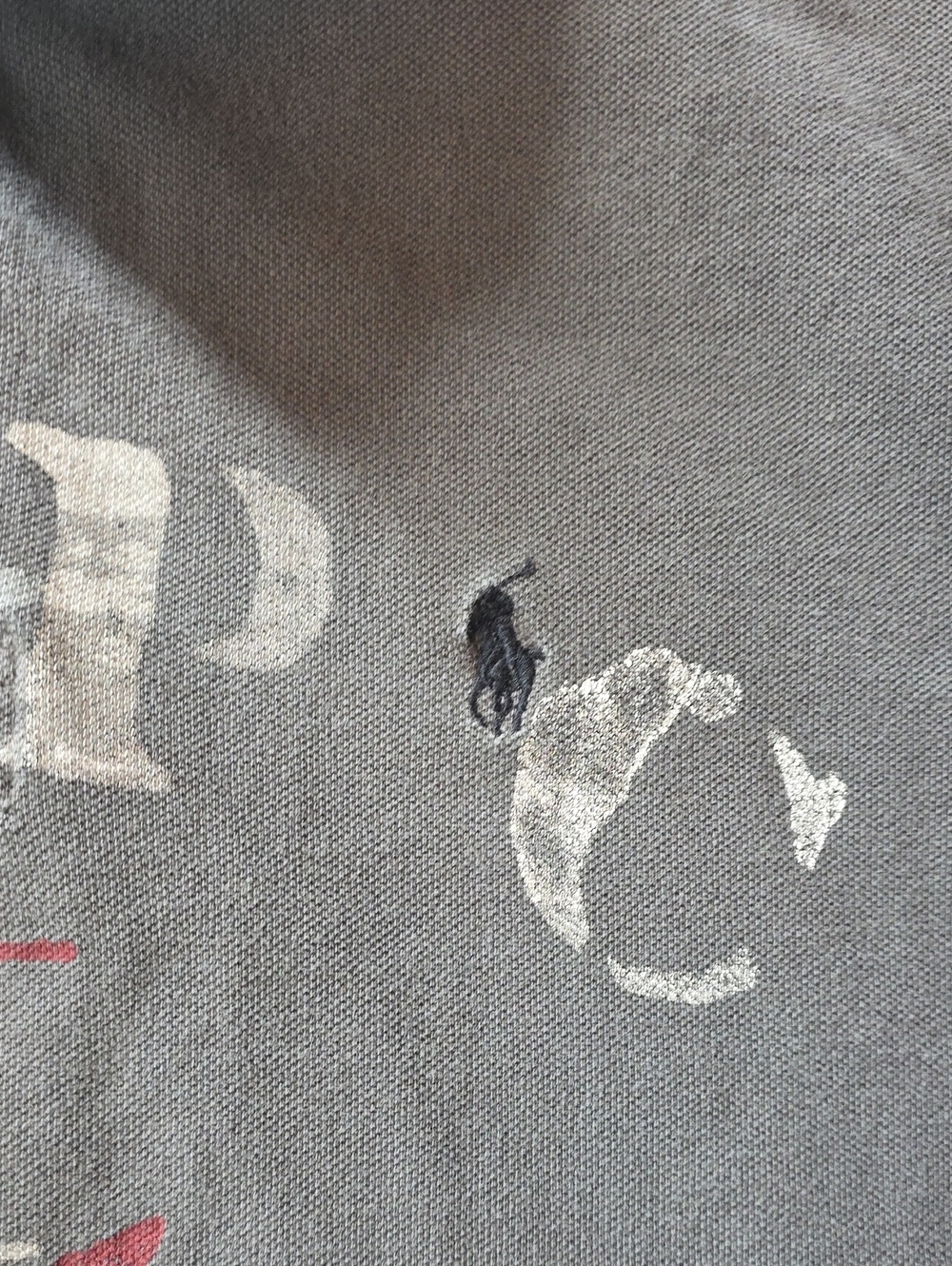 Polo Ralph Lauren VTG Men's RLPC Distressed Polo Front Graphic Gray L - Picture 5 of 10